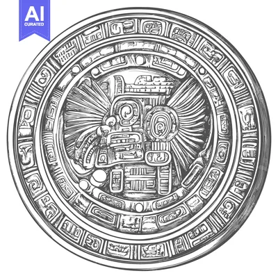 Popular premium asset: Hand-Drawn Sketch of a Circular Mayan Artifact with Intricate Glyphs a