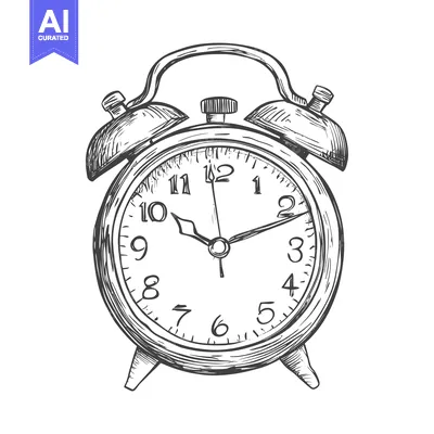Hand-drawn Sketch of a Classic Alarm Clock