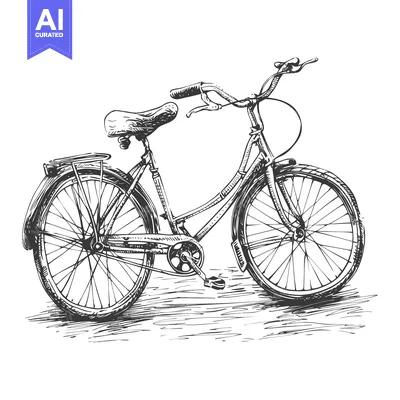 Aset desain premium: Hand-Drawn Sketch of a Classic Bicycle