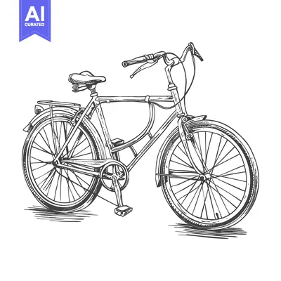 Aset desain premium: Hand-drawn Sketch of a Classic Bicycle with Spoked Wheels