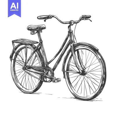 Premium design asset: Hand-drawn Sketch of a Classic Bicycle with Spoked Wheels
