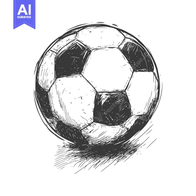 Aset desain premium: Hand-Drawn Sketch of a Classic Black and White Soccer Ball