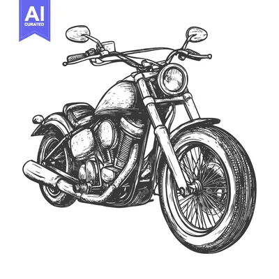 Aset premium populer: Hand-drawn Sketch of a Classic Motorcycle with Detailed Features
