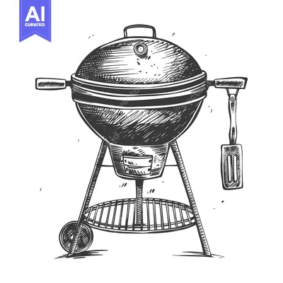 Popular premium asset: Hand-drawn Sketch of a Classic Round Grill with a Spatula