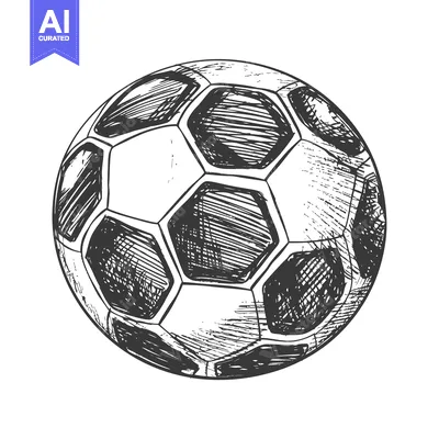 Aset desain premium: Hand-Drawn Sketch of a Classic Soccer Ball