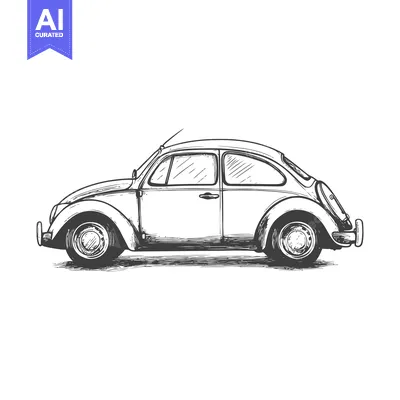 Aset desain premium: Hand-drawn sketch of a classic vintage car
