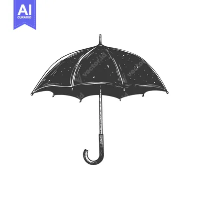 Aset desain premium: Hand-drawn sketch of a closed black umbrella