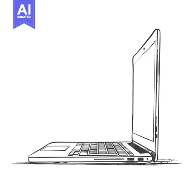 Aset desain premium: Hand-drawn sketch of a closed laptop computer