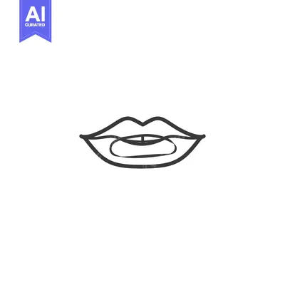 Premium design asset: Hand-Drawn Sketch of a Closed Mouth with a Slight Smile