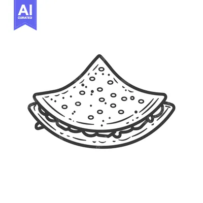 Aset desain premium: Hand-drawn sketch of a closed quesadilla with filling