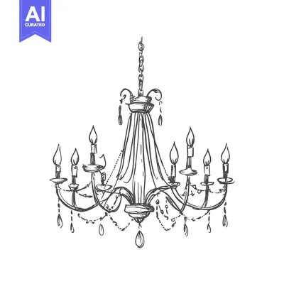 Popular premium asset: Hand-Drawn Sketch of a Crystal Chandelier with Six Candle-Like Lights