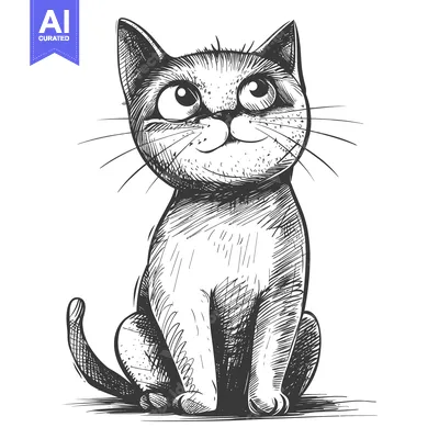 Popular premium asset: Hand-drawn Sketch of a Curious Sitting Cat