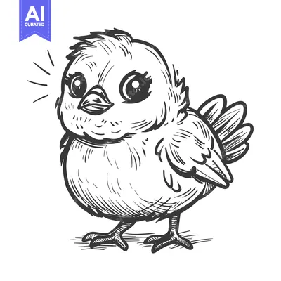 Premium design asset: Hand-drawn Sketch of a Cute Baby Chick with Large Eyes
