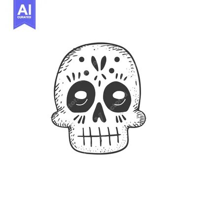 Premium design asset: Hand-Drawn Sketch of a Decorated Sugar Skull