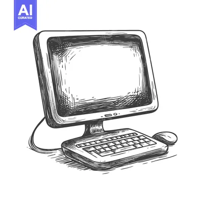 Popular premium asset: Hand-Drawn Sketch of a Desktop Computer with a Monitor, Keyboard, and