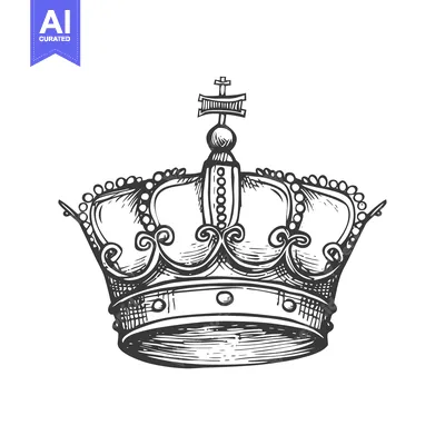 Premium design asset: Hand-drawn Sketch of a Detailed King's Crown
