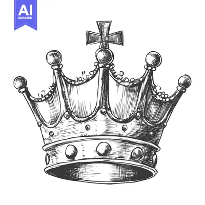 Popular premium asset: Hand-Drawn Sketch of a Detailed King's Crown with Cross