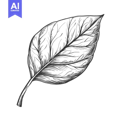 Aset desain premium: Hand-Drawn Sketch of a Detailed Leaf with Veins