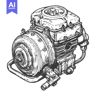 Premium design asset: Hand-Drawn Sketch of a Detailed Motorcycle Engine