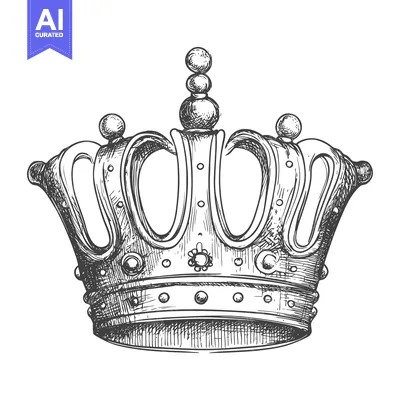 Aset desain premium: Hand-Drawn Sketch of a Detailed Ornate Crown
