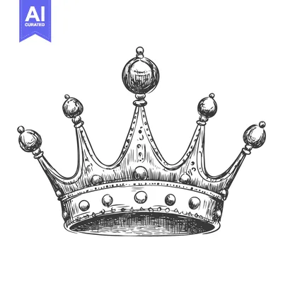 Premium design asset: Hand-Drawn Sketch of a Detailed Ornate Crown
