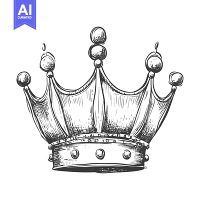 Aset desain premium: Hand-Drawn Sketch of a Detailed Royal Crown with Ornate Gems