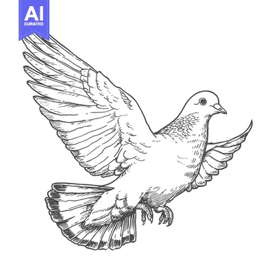 Aset premium populer: Hand-Drawn Sketch of a Dove in Flight with Spread Wings