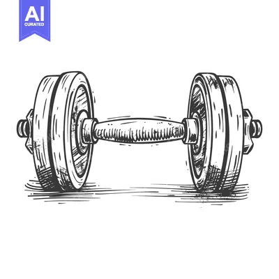 Aset desain premium: Hand-Drawn Sketch of a Dumbbell on a Surface
