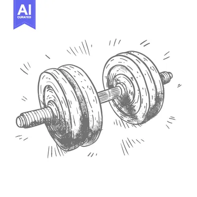 Aset desain premium: Hand-Drawn Sketch of a Dumbbell with a Grunge Texture