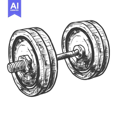 Aset desain premium: Hand-drawn sketch of a dumbbell with a textured surface.