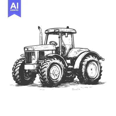 Aset premium populer: Hand-Drawn Sketch of a Farm Tractor