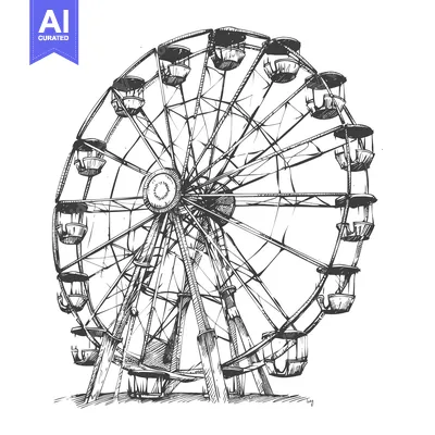 Popular premium asset: Hand-drawn Sketch of a Ferris Wheel with Multiple Cabins