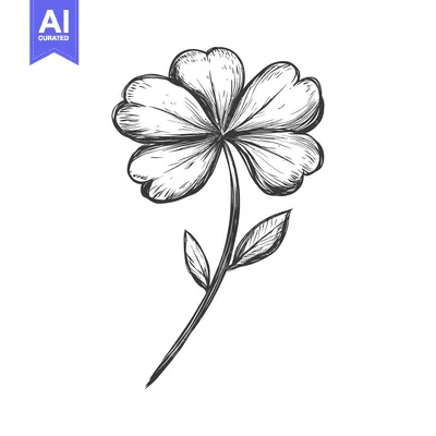 Popular premium asset: Hand-Drawn Sketch of a Four-Leaf Clover with Stem and Leaves