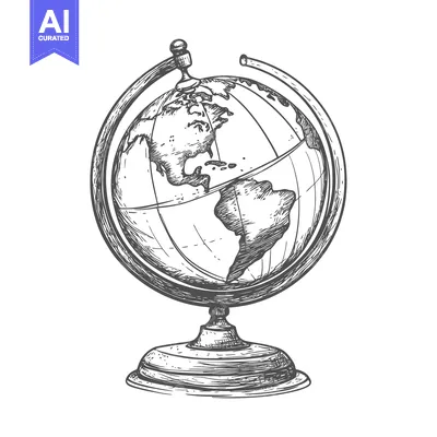 Hand-drawn Sketch of a Globe with North and South America in Focus