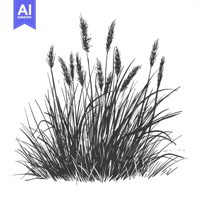 Aset premium populer: Hand-drawn Sketch of a Grassy Field with Tall Blades