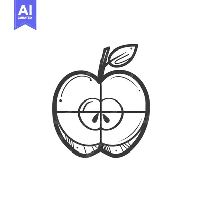 Popular premium asset: Hand-Drawn Sketch of a Halved Apple with Seeds and a Leaf