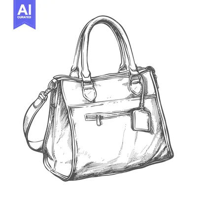 Aset desain premium: Hand-Drawn Sketch of a Leather Handbag with a Strap