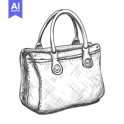 Hand-Drawn Sketch of a Leather Handbag with Two Handles