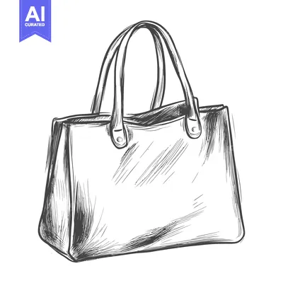 Hand-Drawn Sketch of a Leather Tote Bag with Double Handles