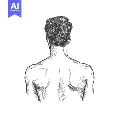 Aset premium populer: Hand-Drawn Sketch of a Man's Back and Shoulders