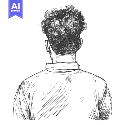 Aset premium populer: Hand-drawn sketch of a man's back view