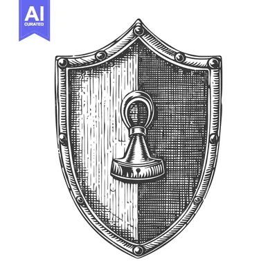 Premium design asset: Hand-Drawn Sketch of a Medieval Shield with a Keyhole