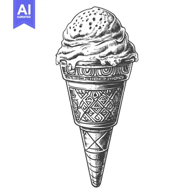 Premium design asset: Hand-Drawn Sketch of a Melting Ice Cream Cone