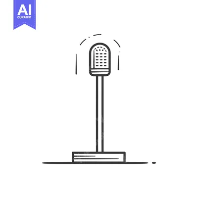 Aset desain premium: Hand-Drawn Sketch of a Microphone on a Stand