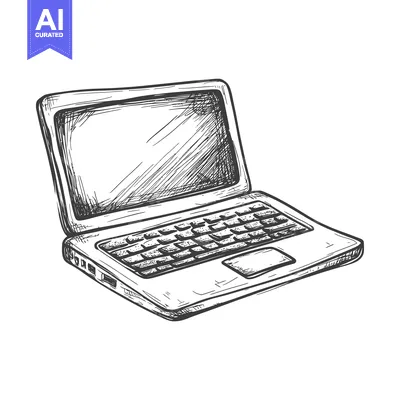 Aset premium populer: Hand-drawn Sketch of a Modern Laptop Computer