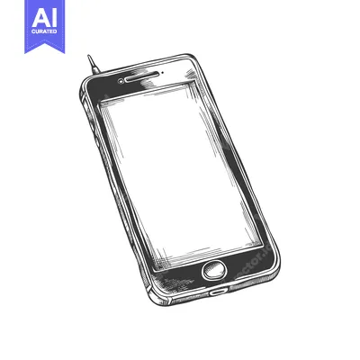Aset premium populer: Hand-Drawn Sketch of a Modern Smartphone with a Blank Screen