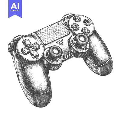 Aset premium populer: Hand-Drawn Sketch of a Modern Video Game Controller