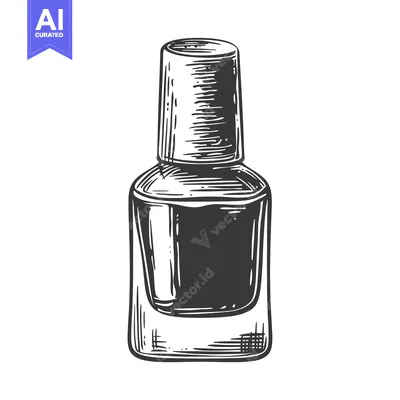 Hand-Drawn Sketch of a Nail Polish Bottle