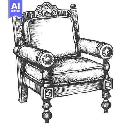 Popular premium asset: Hand-drawn sketch of an antique armchair with intricate details