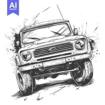 Aset desain premium: Hand-drawn Sketch of an Off-Road Vehicle with a Rugged Design